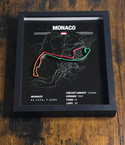 Mônaco - Mapa do Circuito de Corrida em Moldura - F1 e Sim Racing