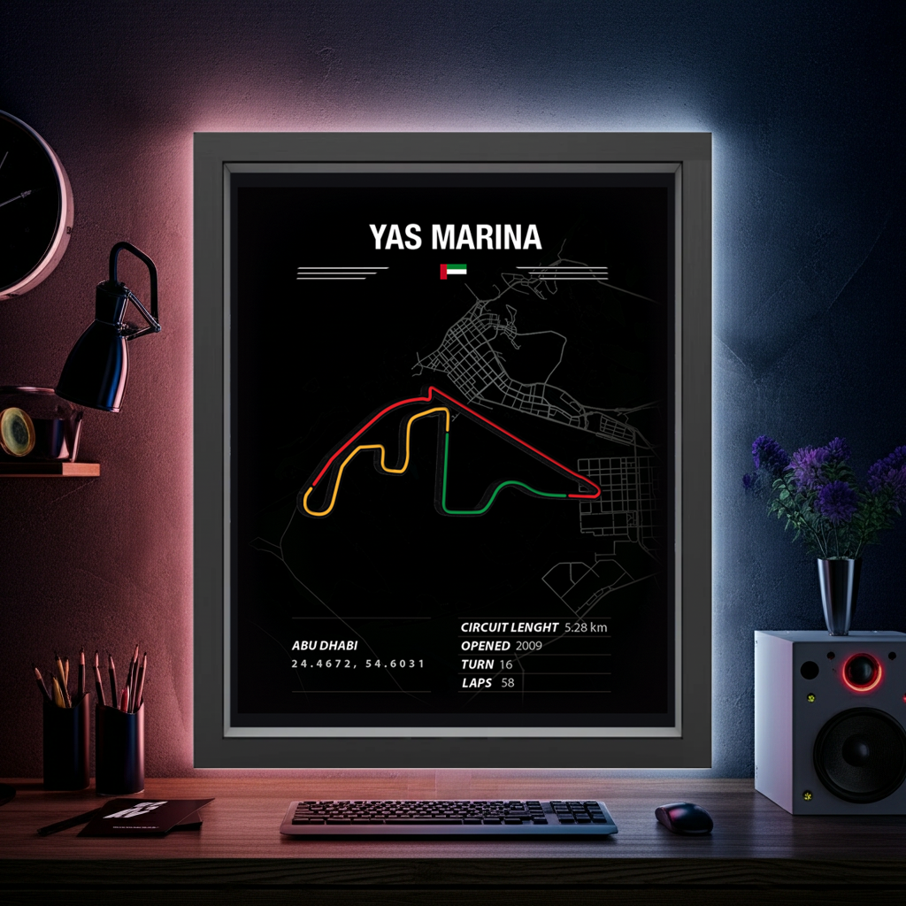 Abu Dahbi Yas Marina - F1 Race Track Wall Art - Premium