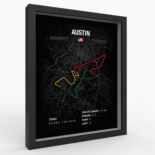 Austin - Racing Circuit Map Frame – Premium Wood Wall Art