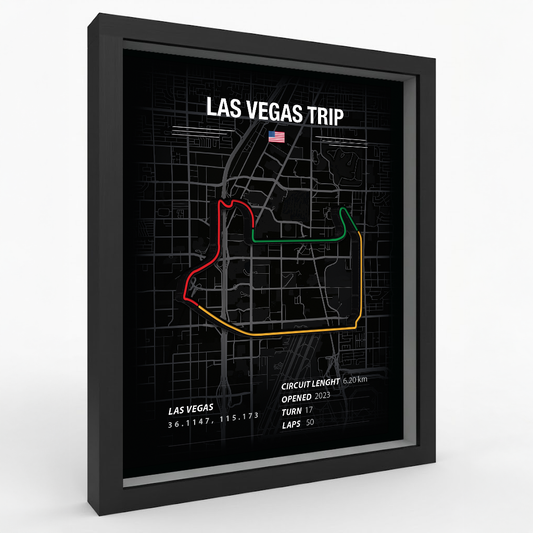 Las Vegas - Racing Circuit Map Frame – Premium Wood Wall Art