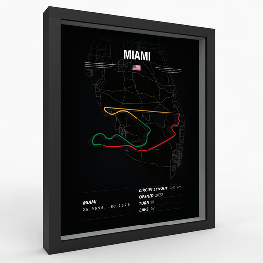 Miami- Racing Circuit Map Frame – Premium Wood Wall Art