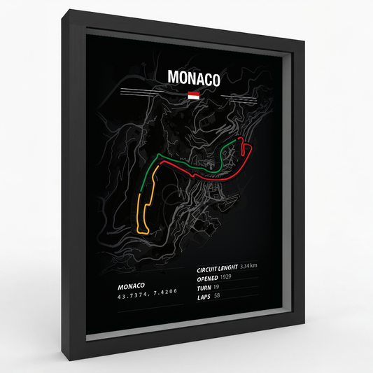 Monaco -  Racing Circuit Map Frame – Premium Wood Wall Art, Ready to Ship