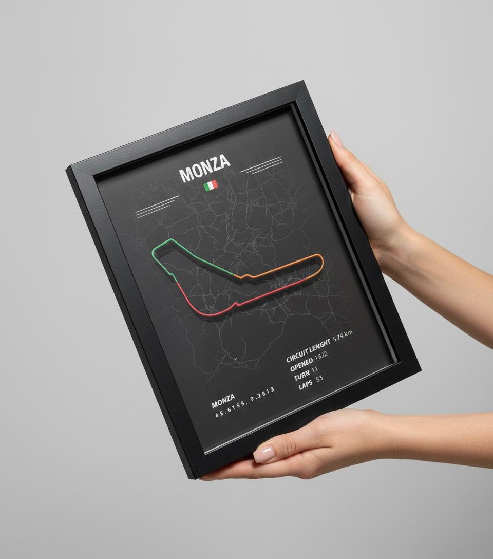 Monza -  Racing Circuit Map Frame – 3D Printed