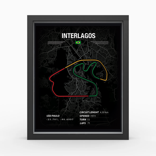 Interlagos - Racing Circuit  Premium Wood Wall Art