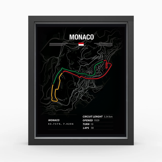 Monaco -  Racing Circuit Map Frame – Premium Wood Wall Art, Ready to Ship