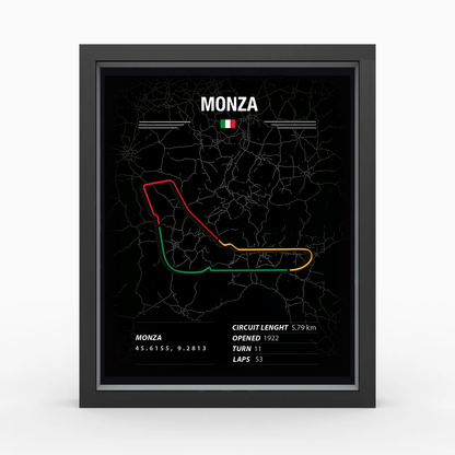 Monza -  Racing Circuit Map Frame – 3D Printed