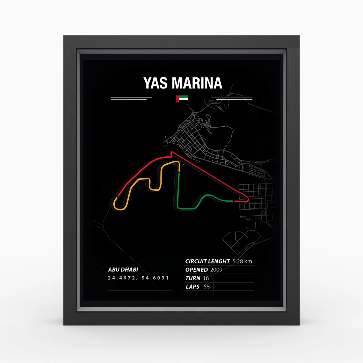Abu Dahbi Yas Marina - F1 Race Track Wall Art - Premium