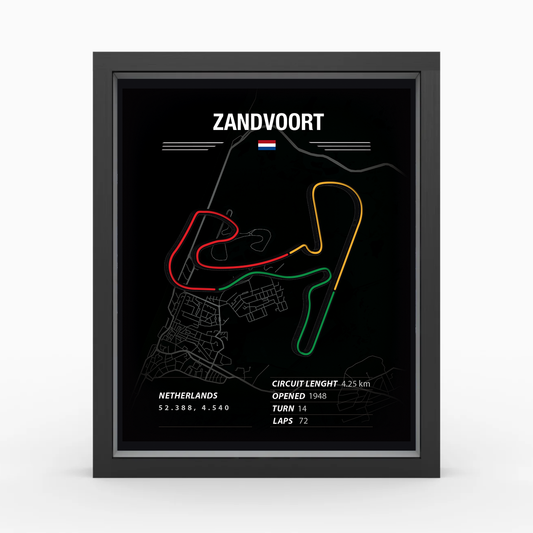 Zandvoort - Racing Circuit Map Frame – Premium Wood Wall Art